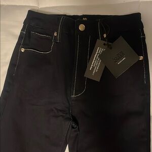 Black Label High Rise Black Jeans with Clean Stitching